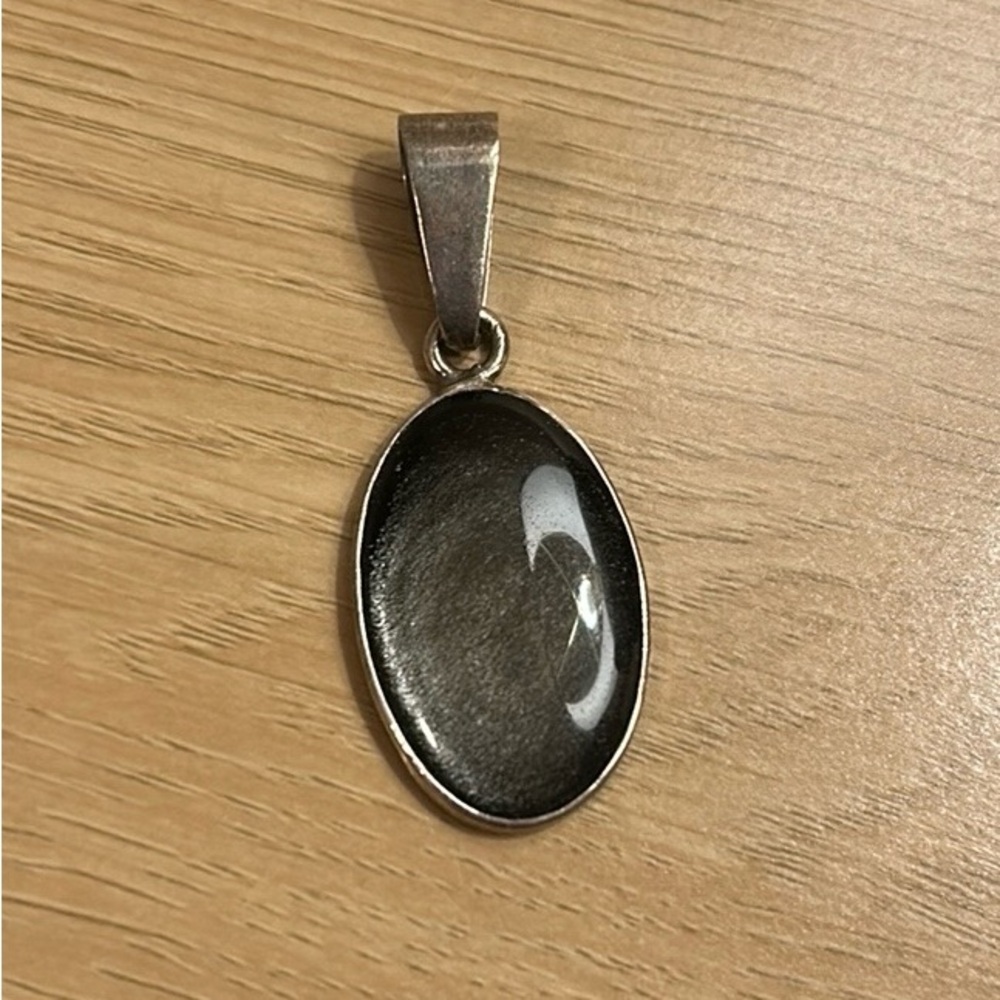 Charles Albert Sterling Silver and Sheen Obsidian Pendant